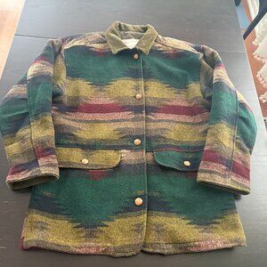 Vintage Innovations Wool Aztec Navajo Chore Farm Oversize Jacket Size Large
